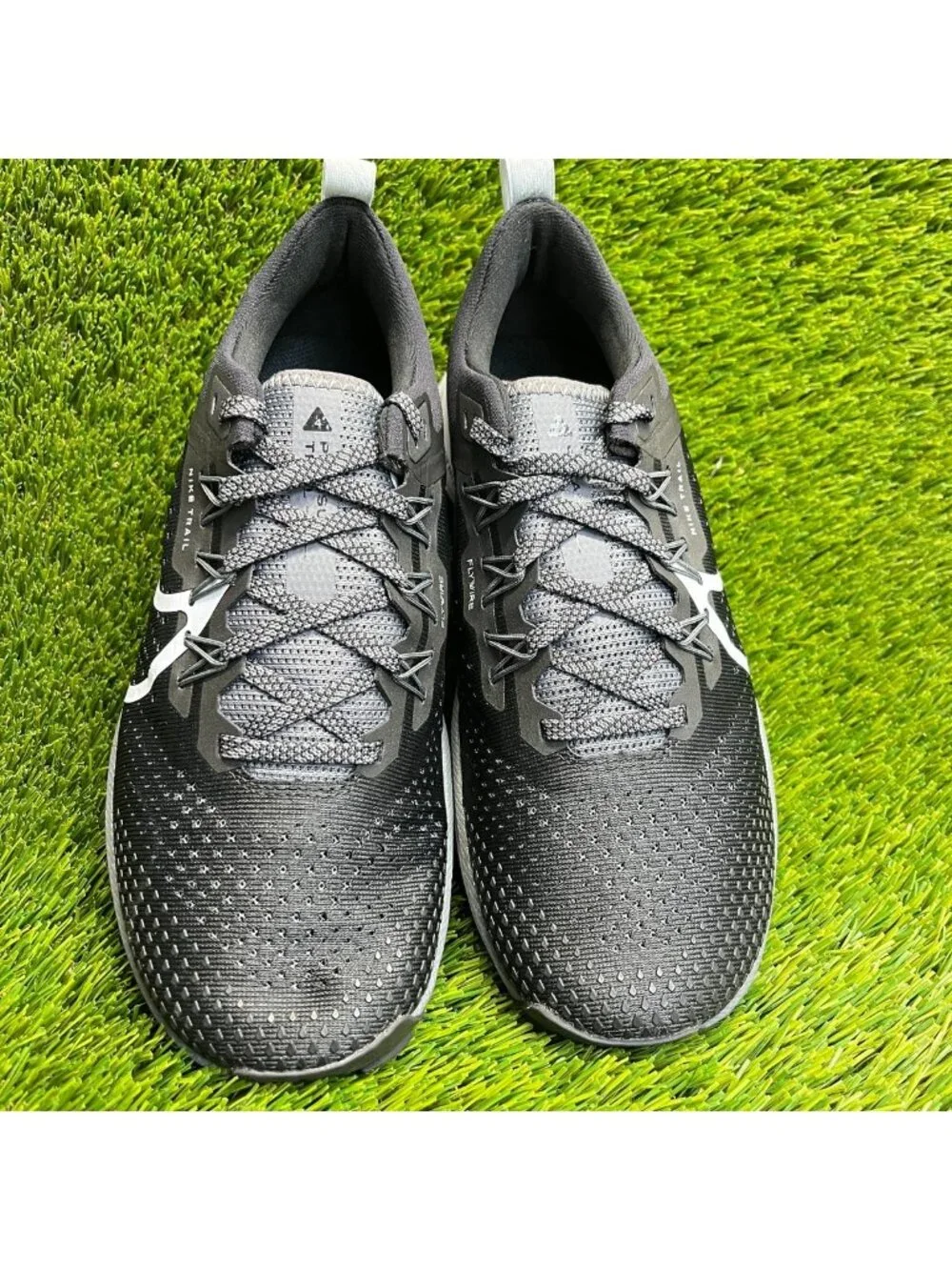 Nike React Pegasus Trail 4 Black Dark Gray Mens Size 7.5 Running Shoes Sneakers